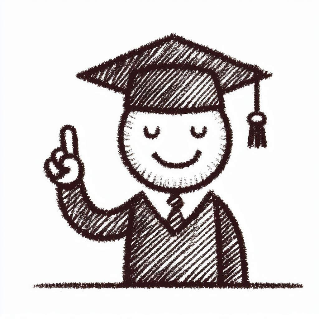 A stick figure graduating.